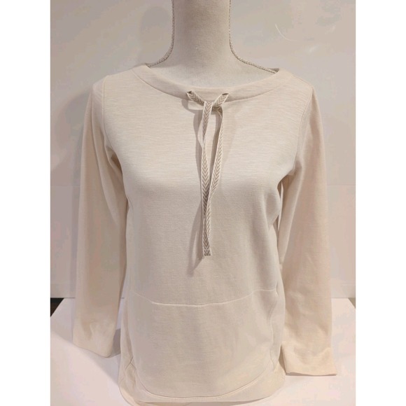 J. Jill Tops - J. Jill Hoodie Shirt With Kangaroo Pocket Drawstring Neckline Beige Size XS